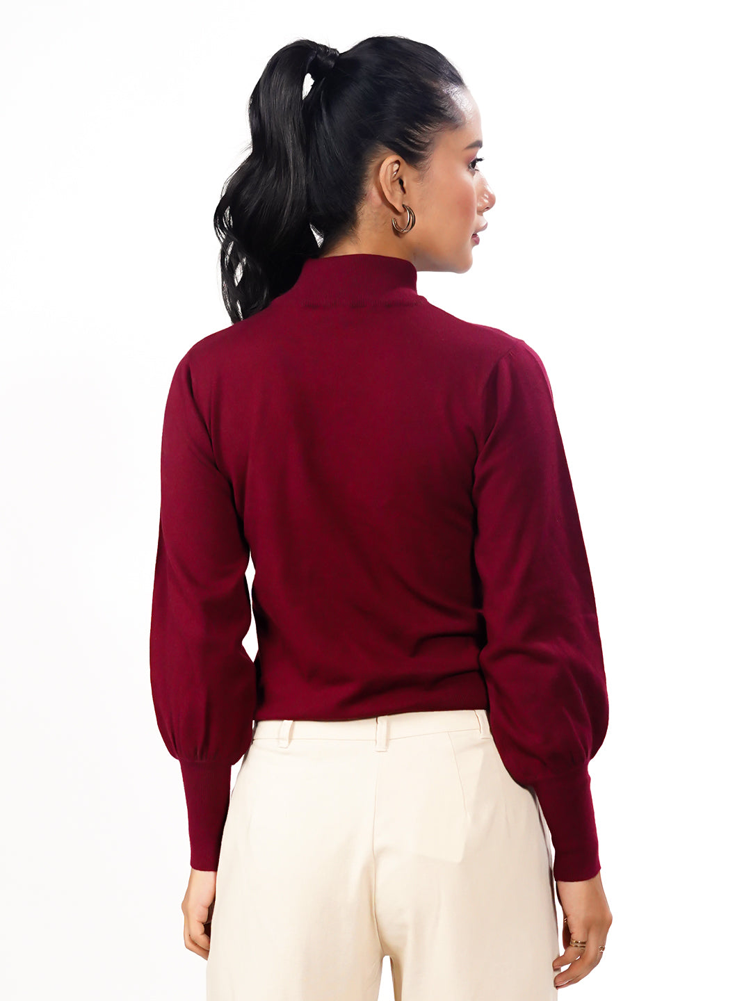 Maroon Solid Slip-On Sweater