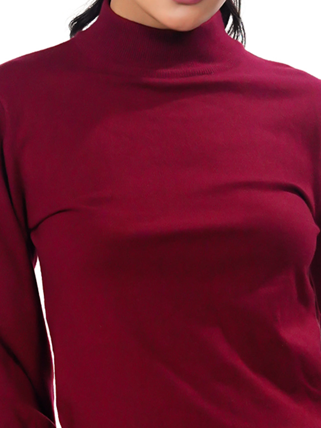 Maroon Solid Slip-On Sweater