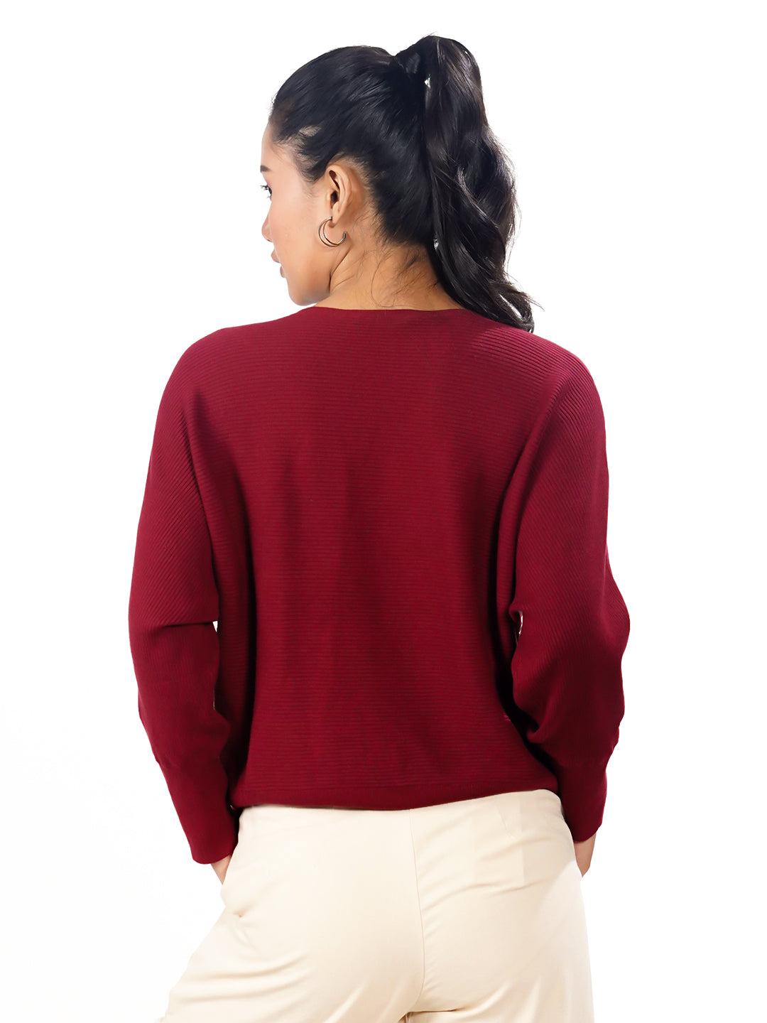 Maroon Solid Slip-On Sweater