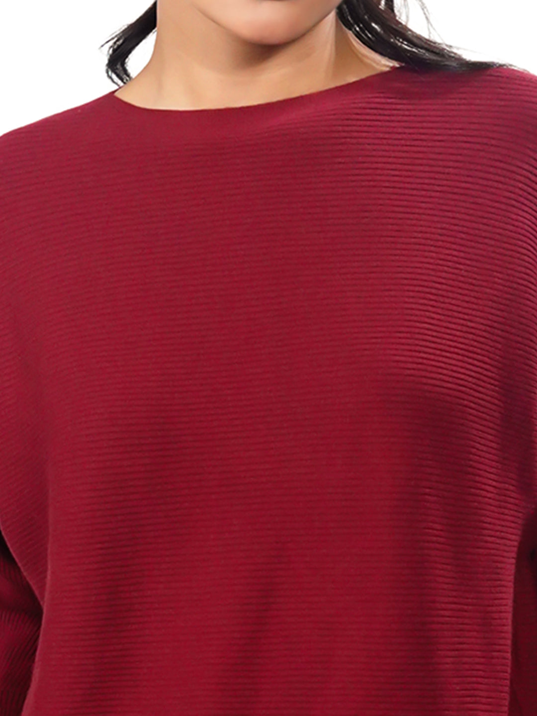 Maroon Solid Slip-On Sweater