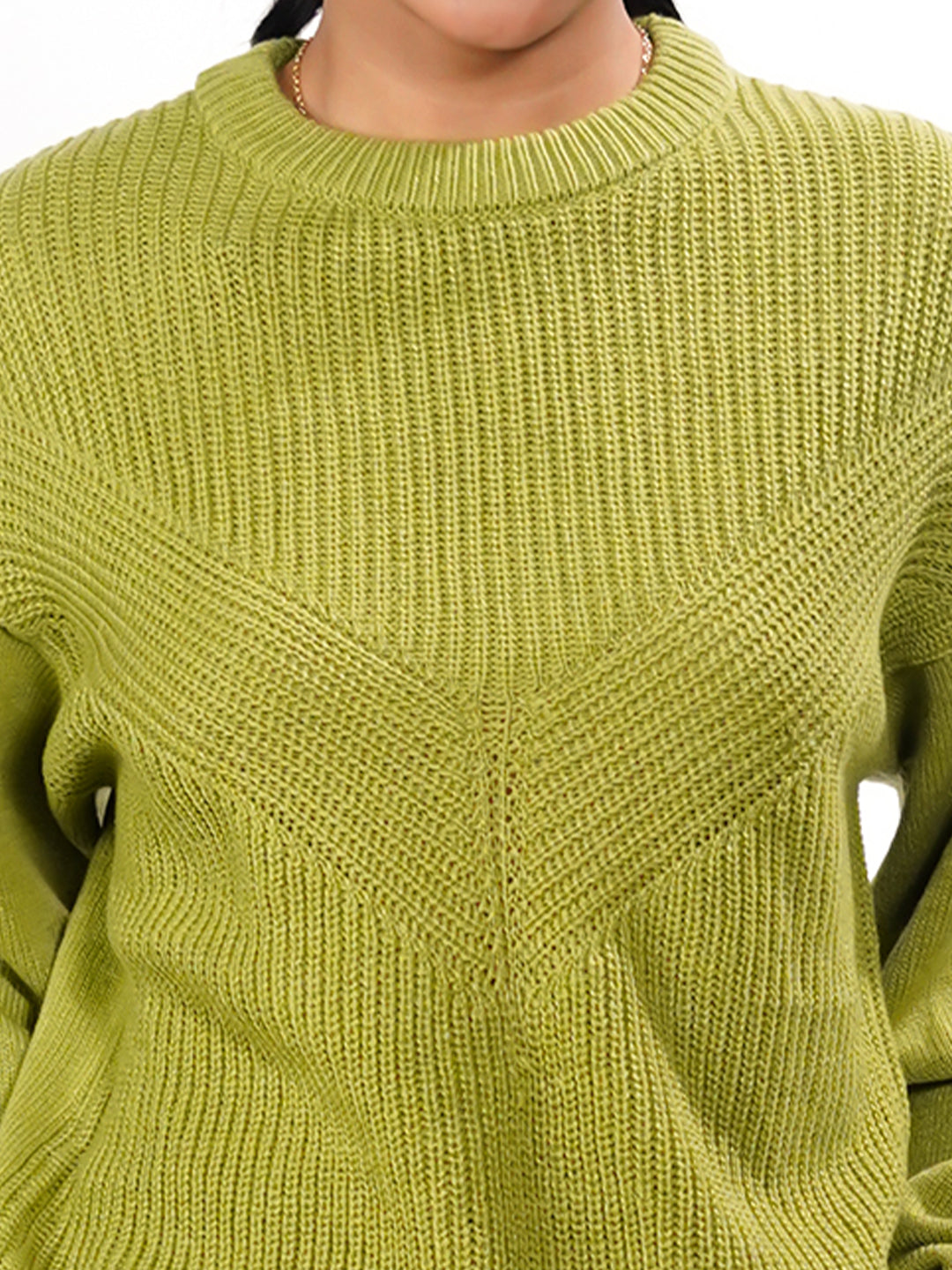 Green Solid Slip-On Sweater