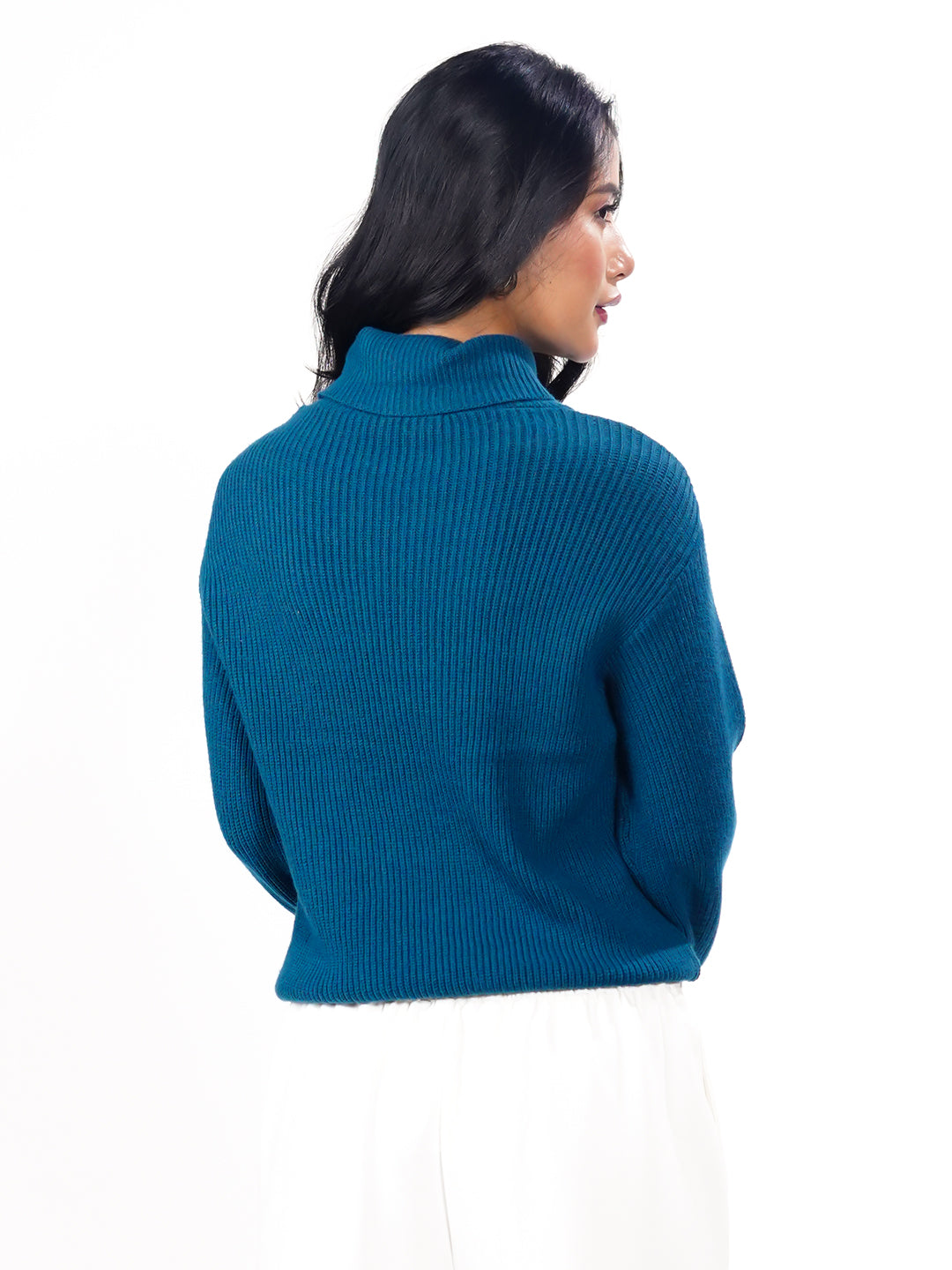 Teal Solid Slip-On Sweater