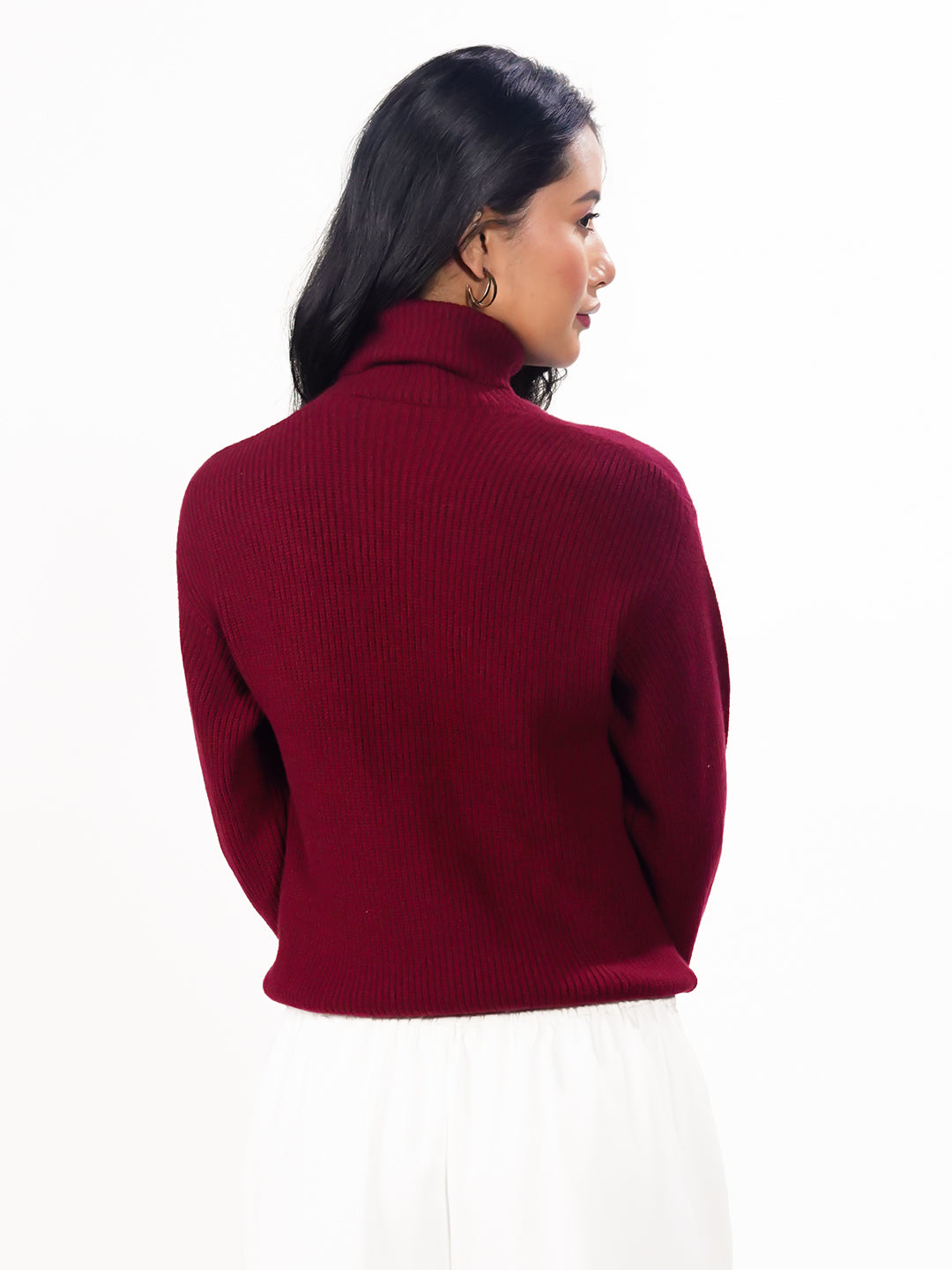 Maroon Solid Slip-On Sweater