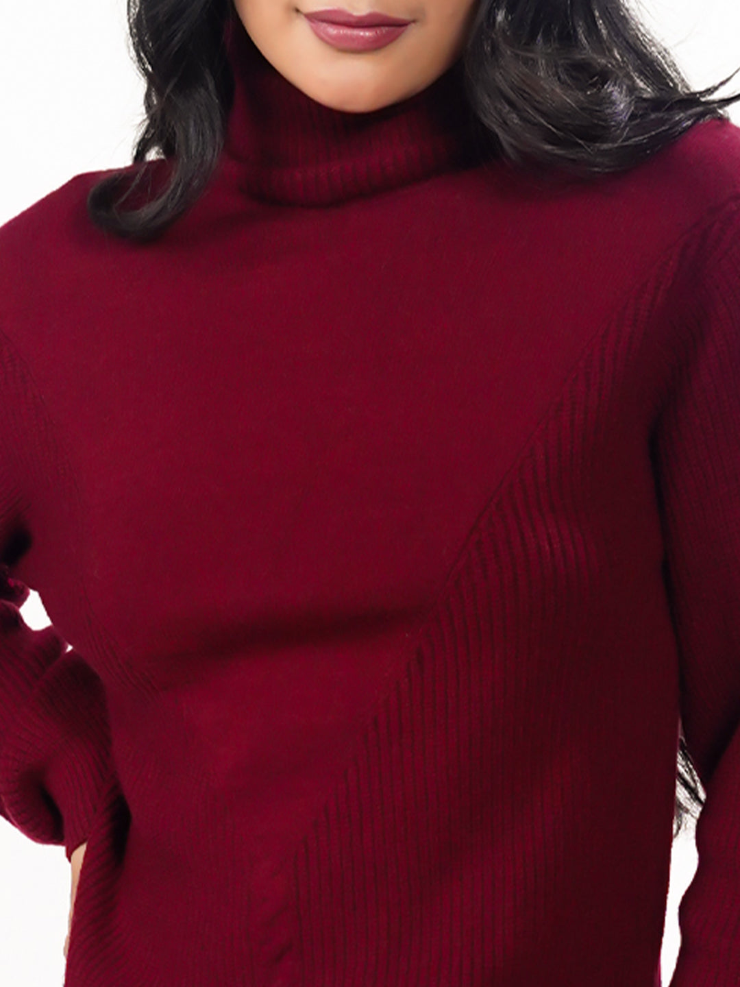 Maroon Solid Slip-On Sweater