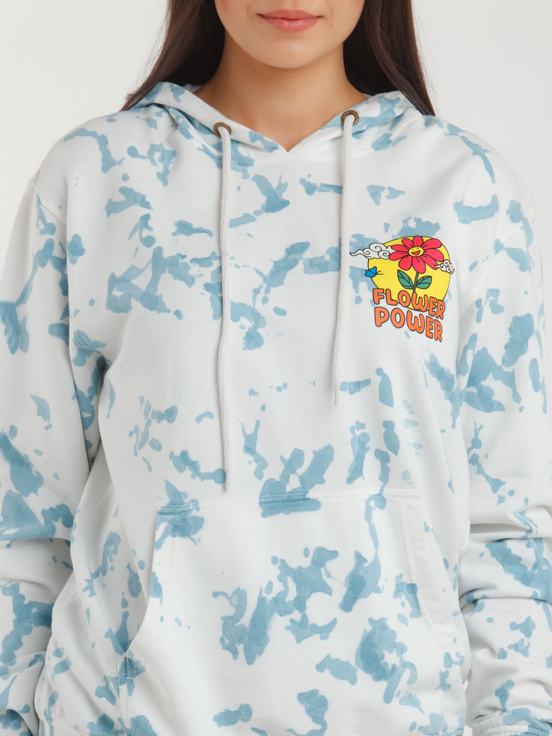 Blue Printed Hoodie