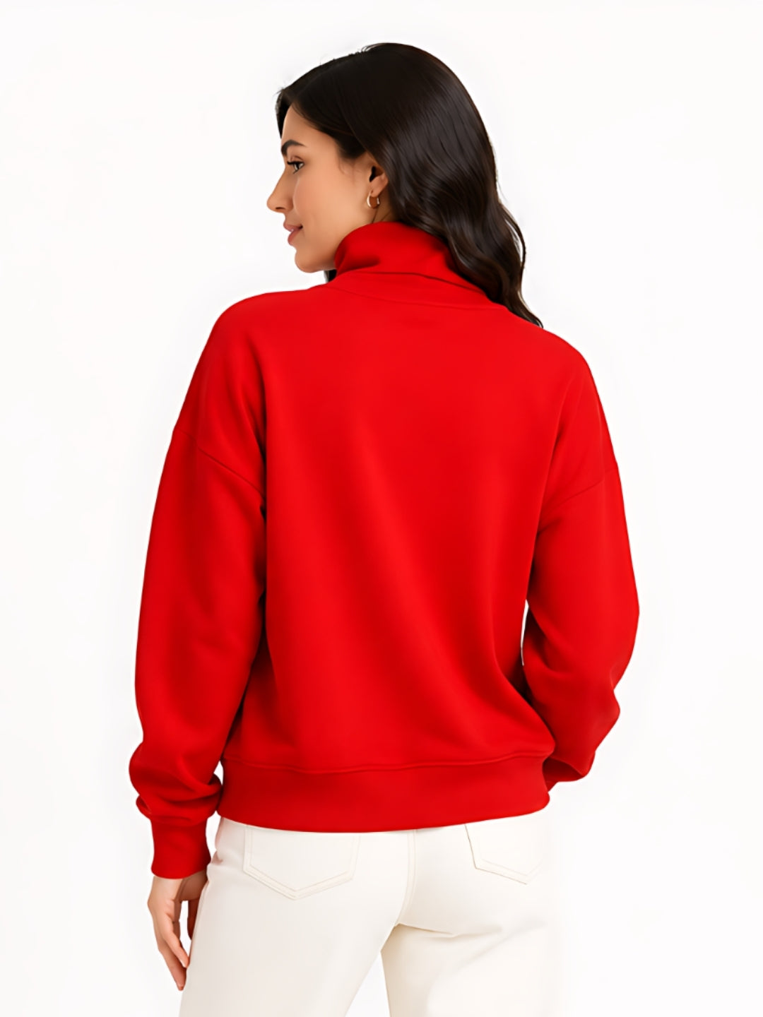 Red Solid Straight Sweatshirt