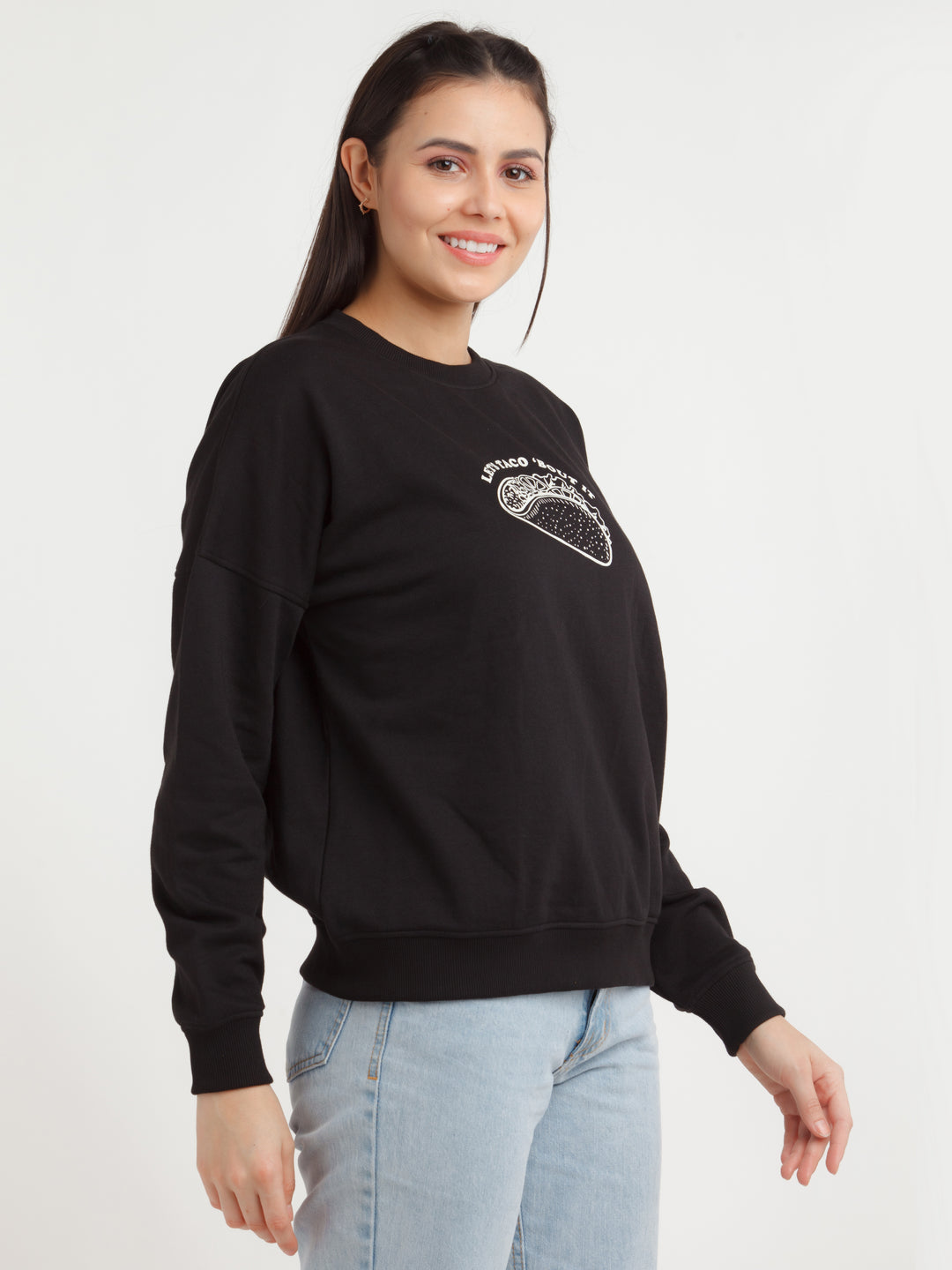 Black Printed Sweatshirt