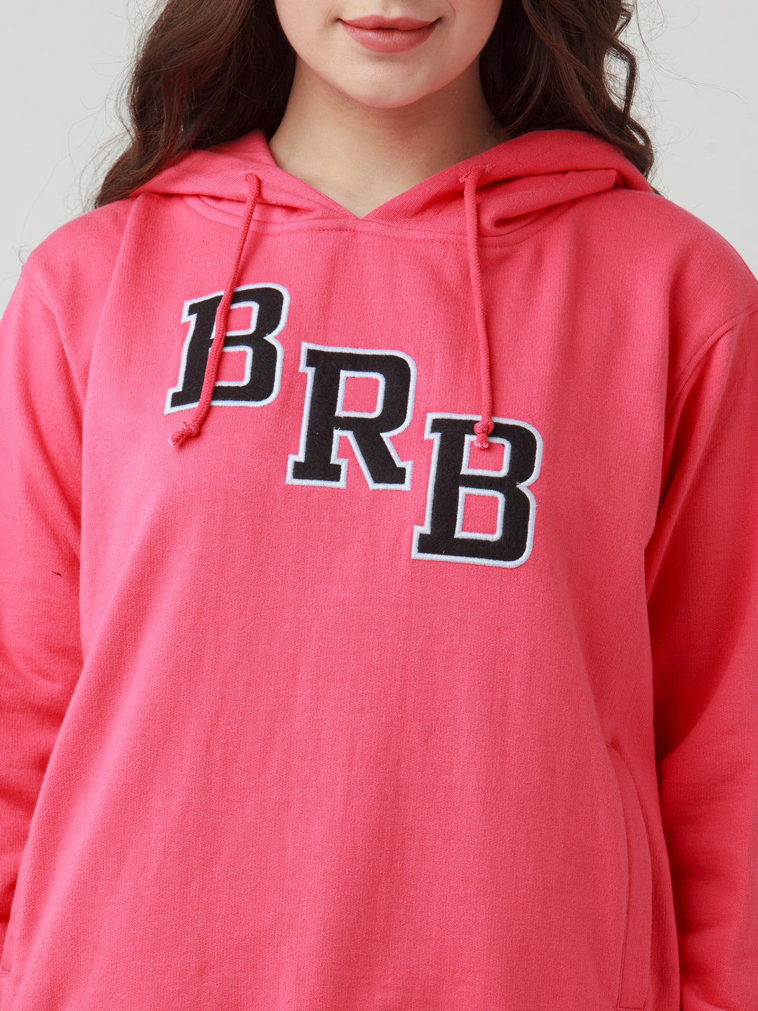 Pink Solid Hoodie Sweatshirt