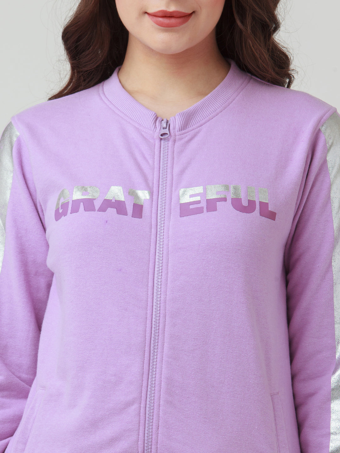 Purple Solid Straight Sweatshirt