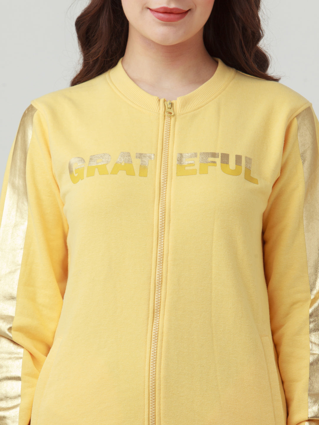 Yellow Solid Straight Sweatshirt