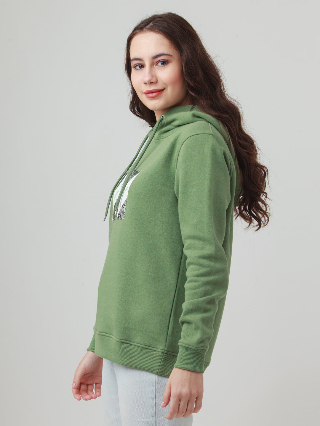 Green Solid Hoodie Sweatshirt