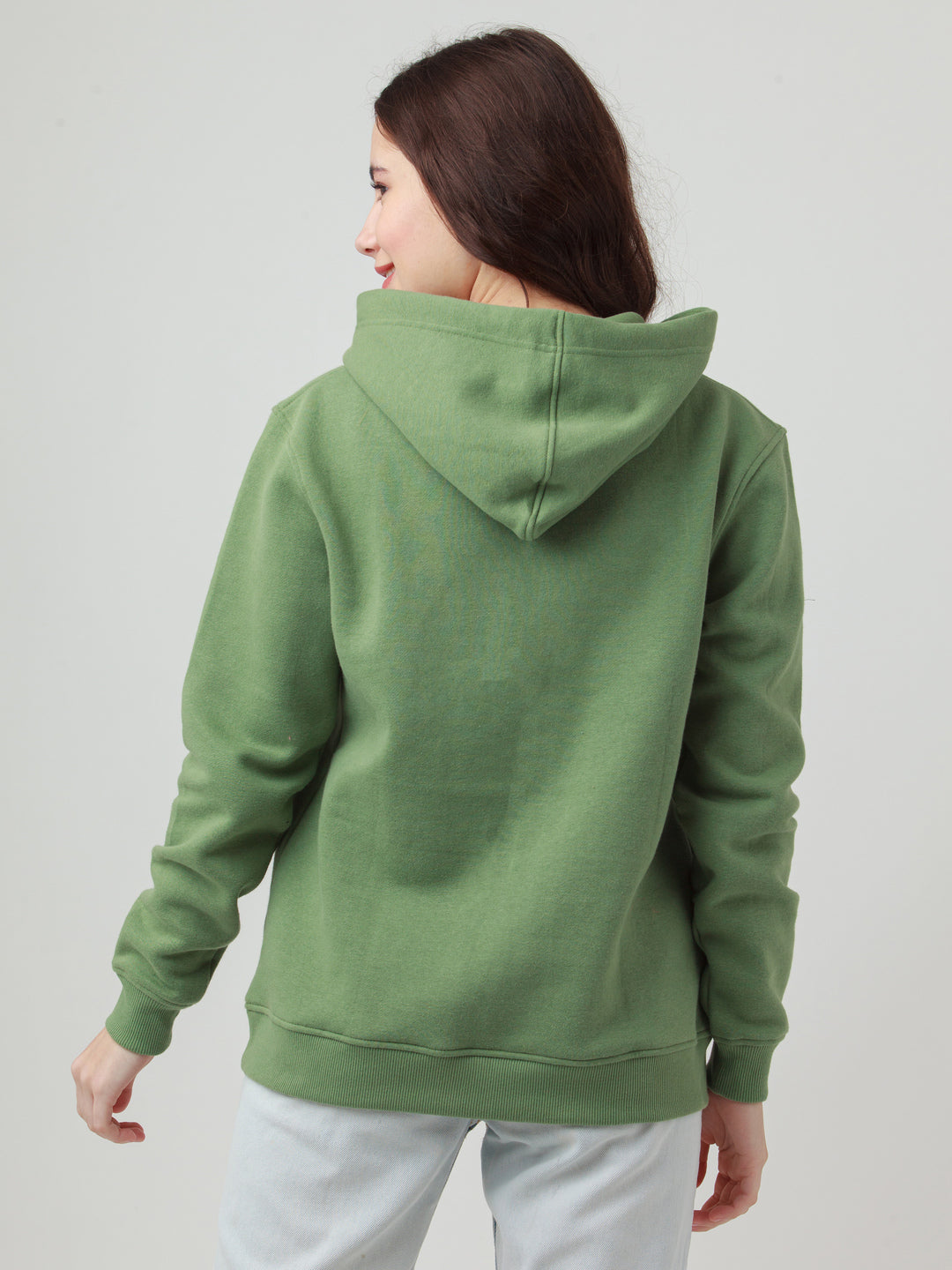 Green Solid Hoodie Sweatshirt