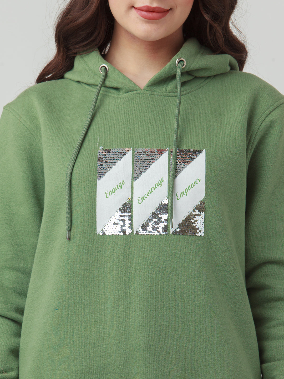 Green Solid Hoodie Sweatshirt