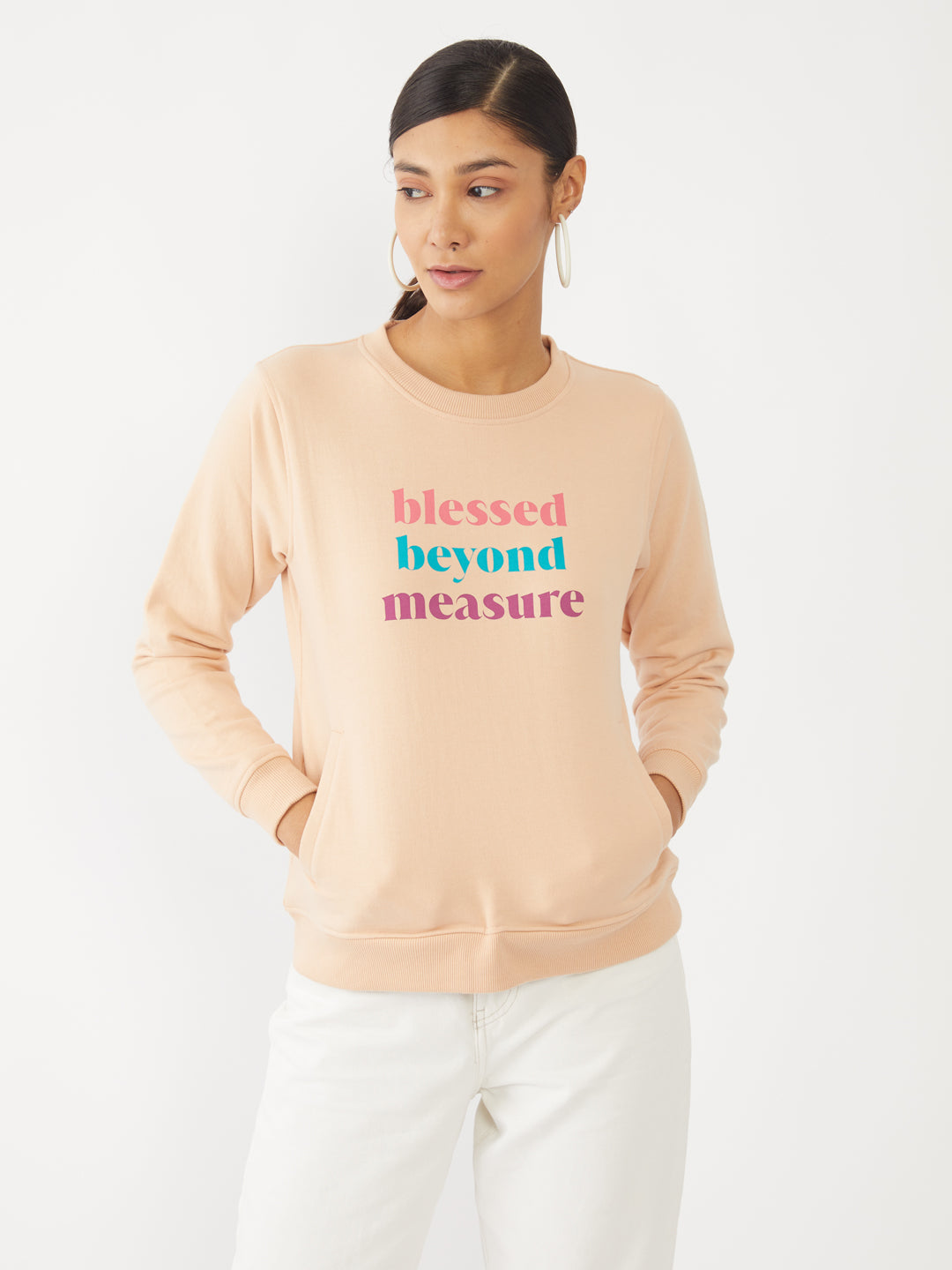 Peach Embroidered Sweatshirt