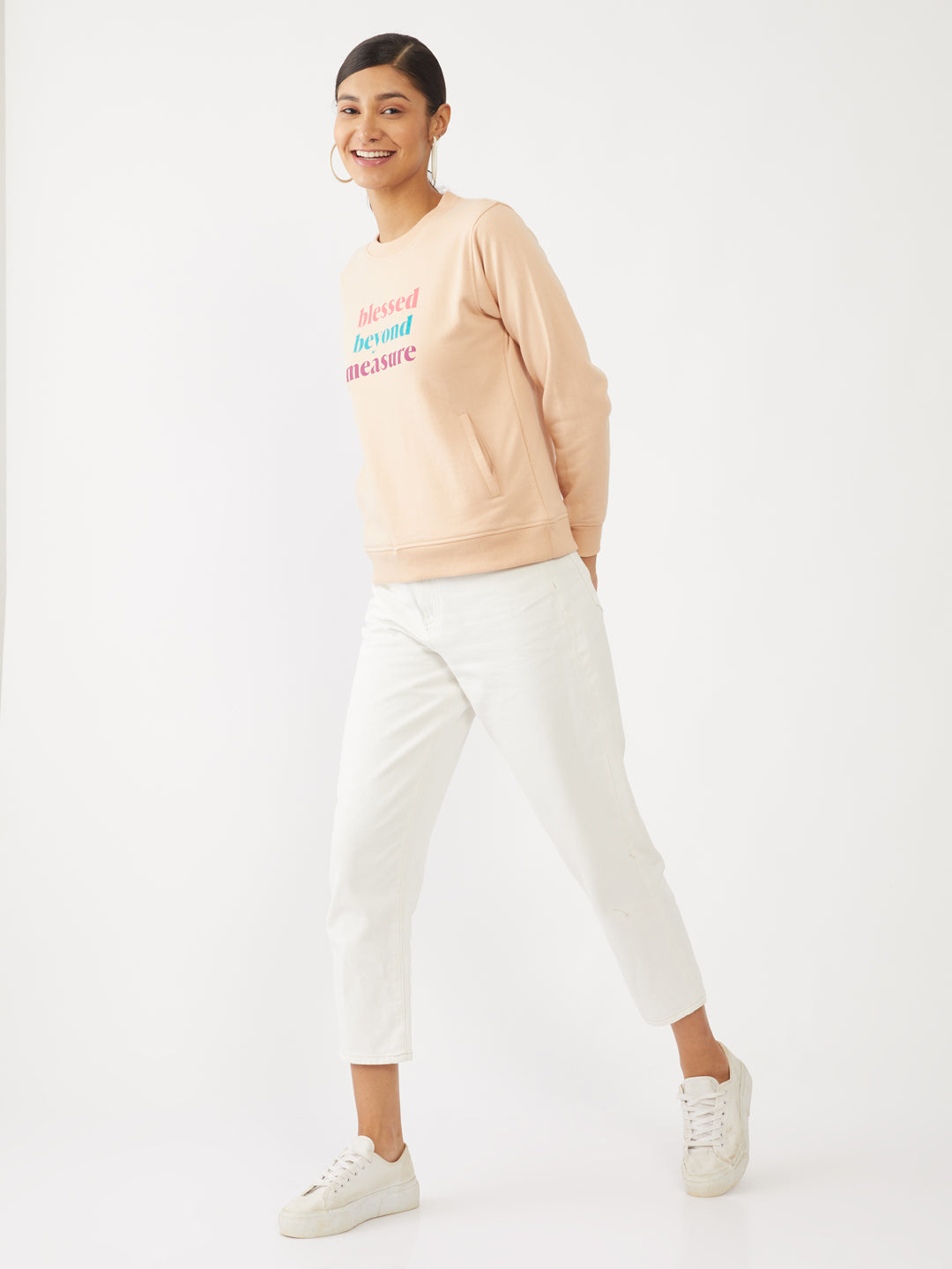 Peach Embroidered Sweatshirt