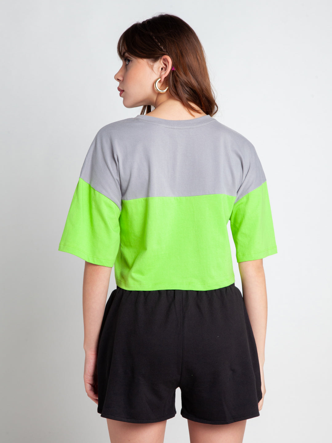 Green Solid Crop T-Shirt