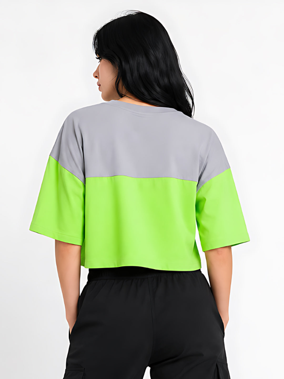 Green Solid Crop T-Shirt
