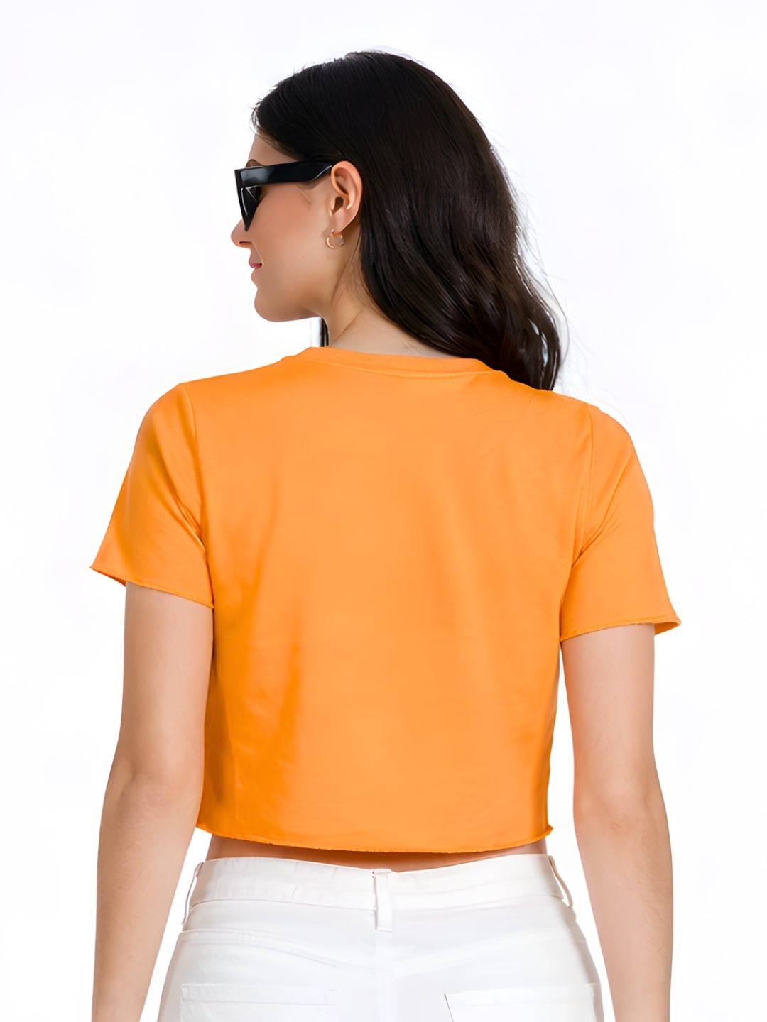 Orange Solid Crop Top
