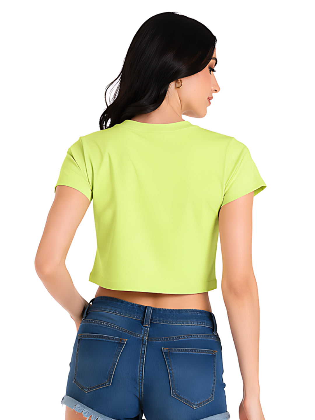 Lime Green Solid Crop Top
