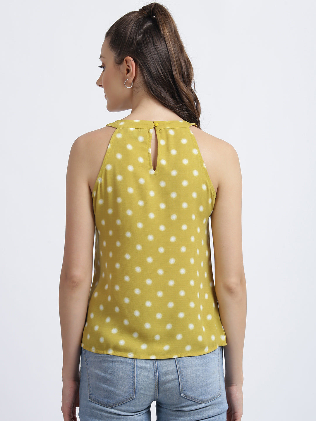 Lime Yellow Polka Dots Regular Top