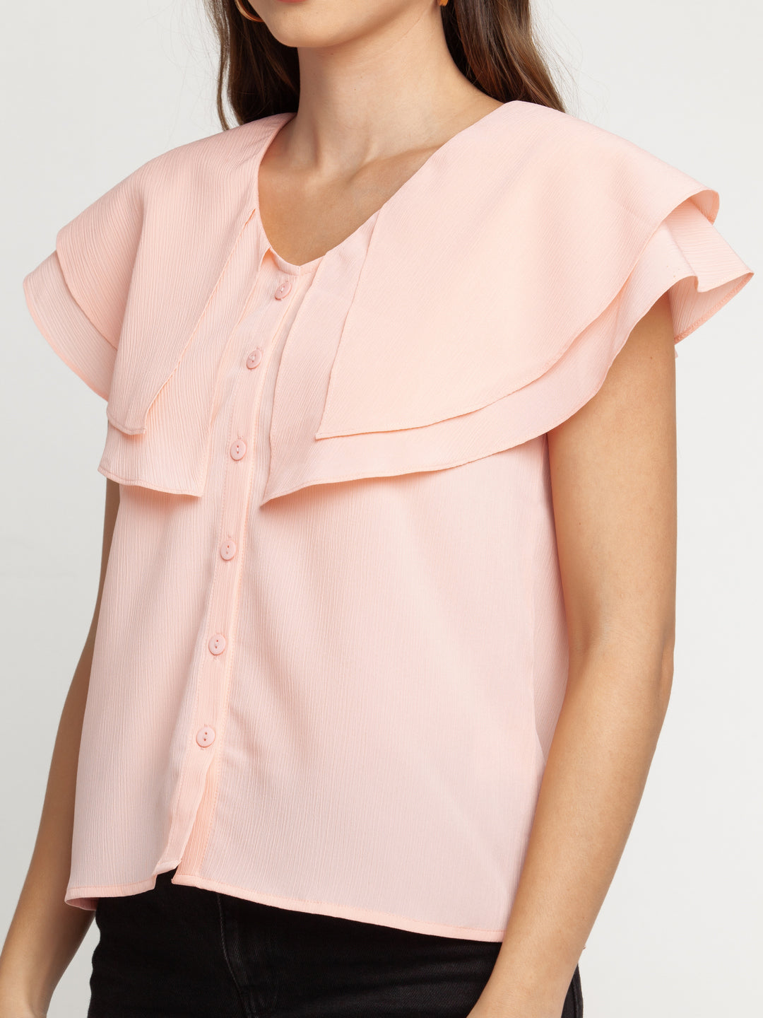 Peach Solid Layered Top