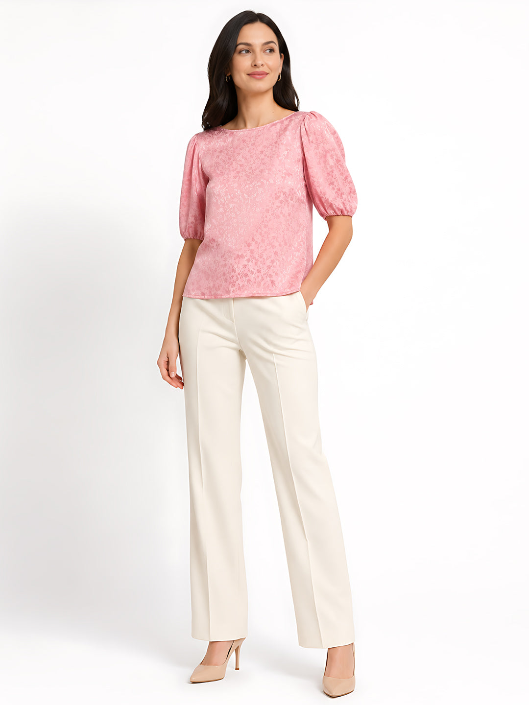 Pink Self Design Top