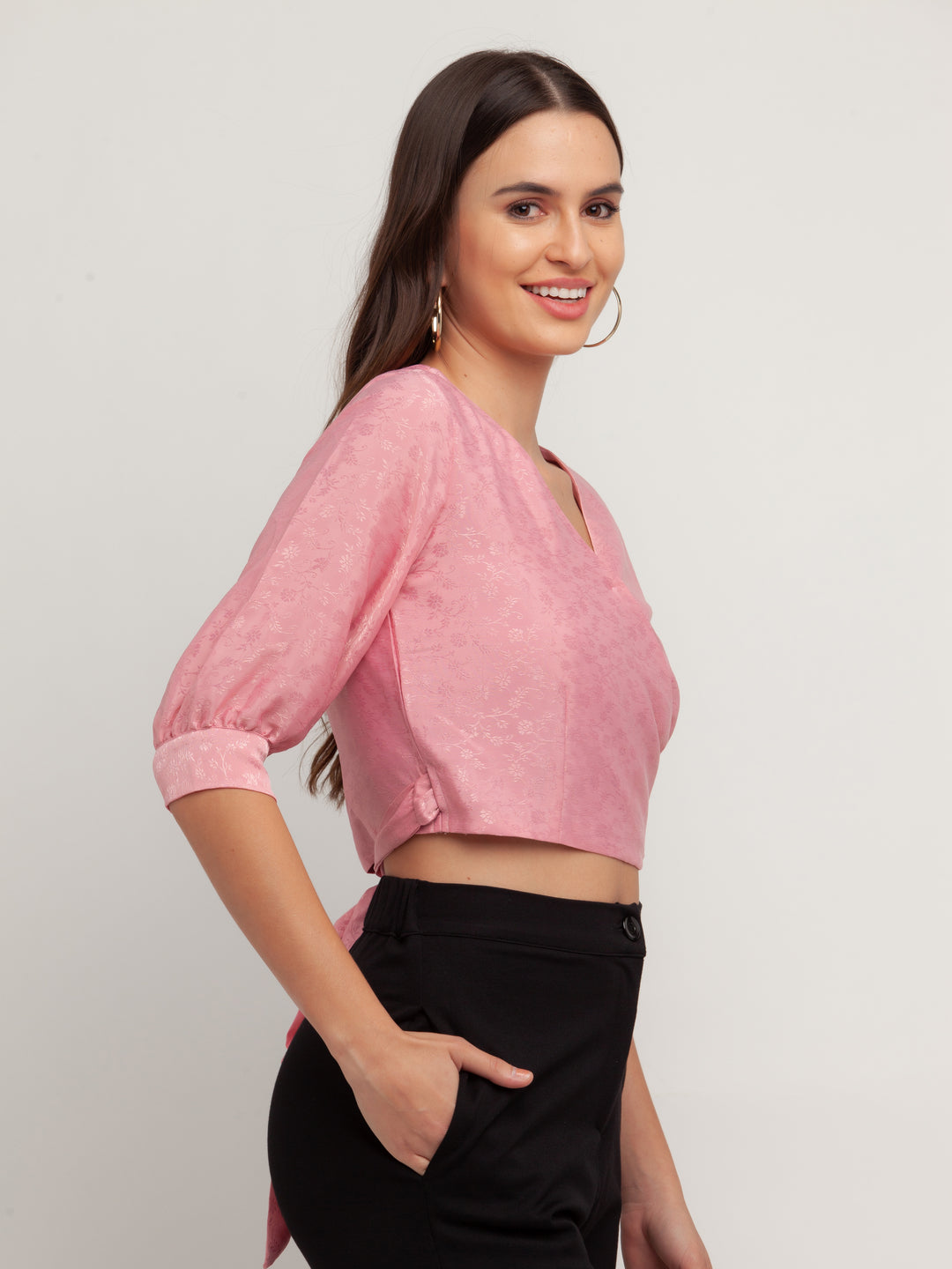 Pink Self Design Top