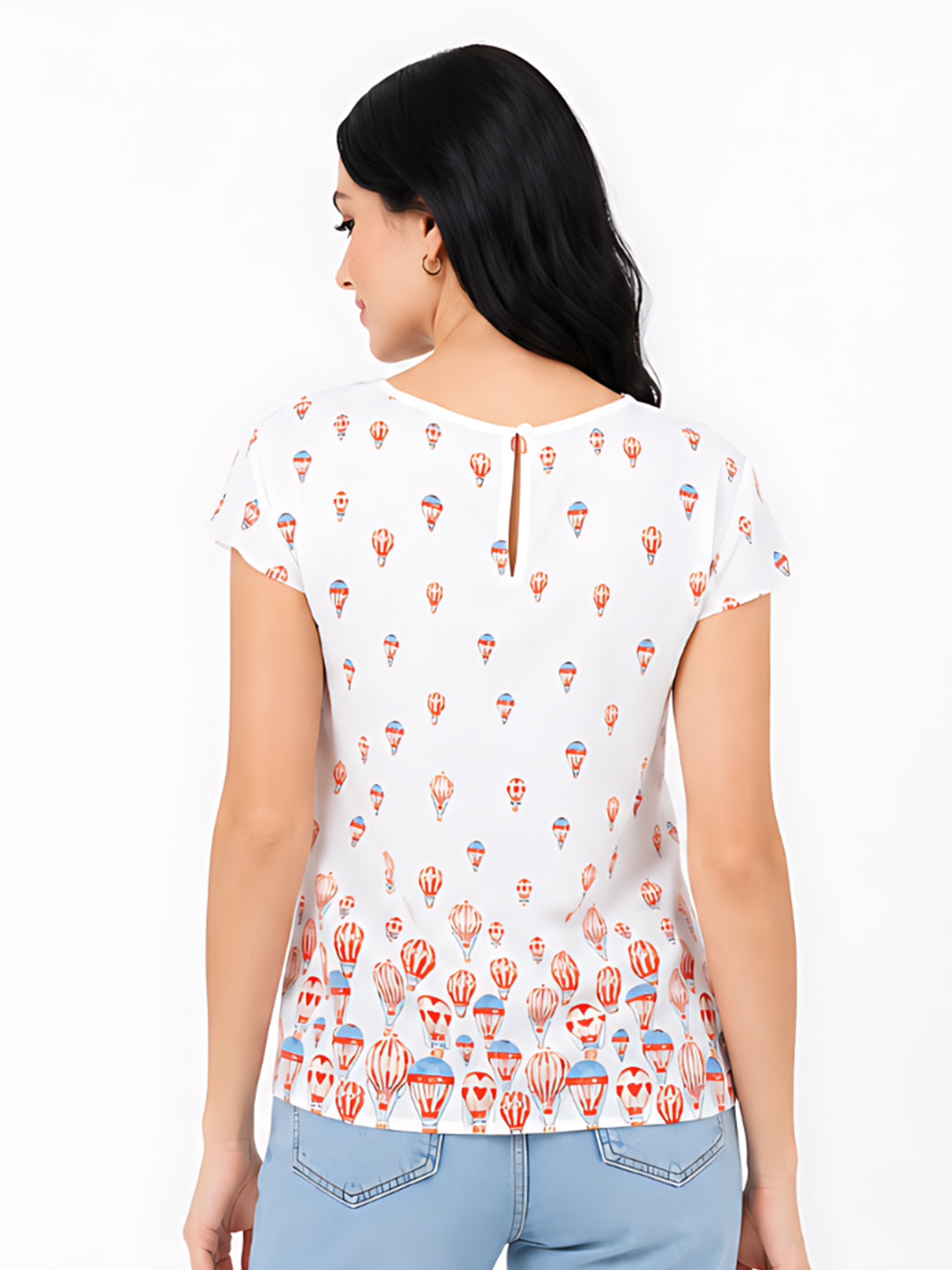 Off White Printed Top