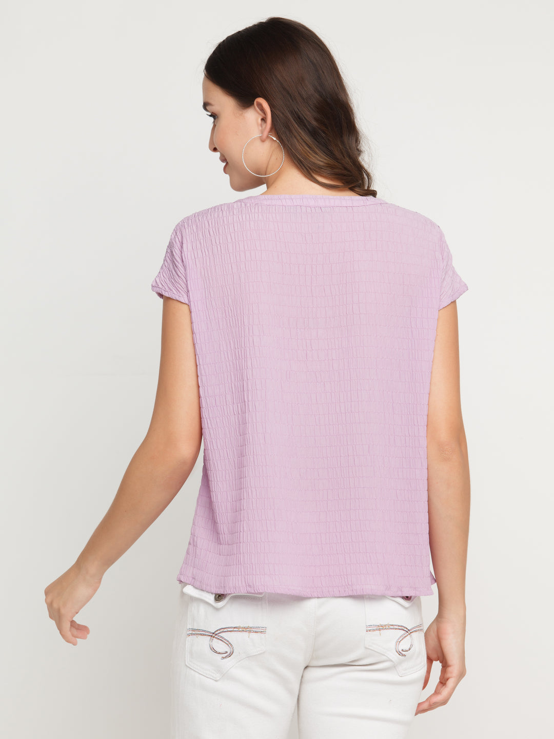 Purple Solid Straight Top