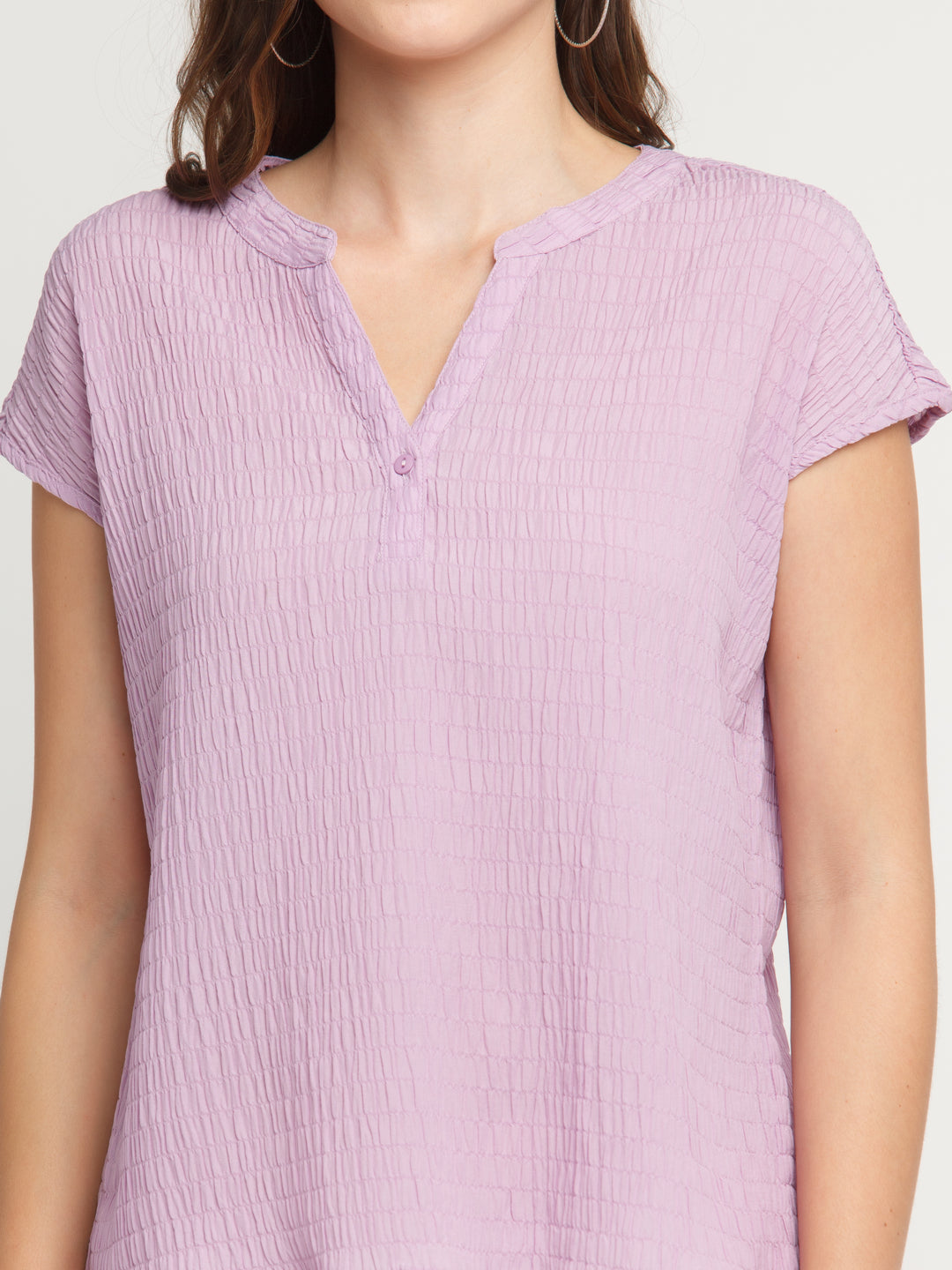 Purple Solid Straight Top
