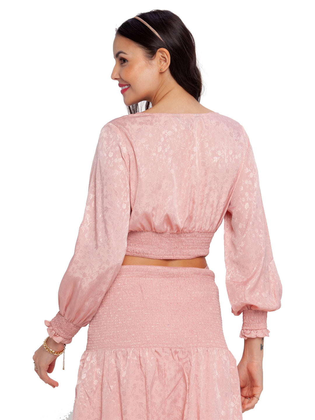 Pink Printed Puff Sleeve Top