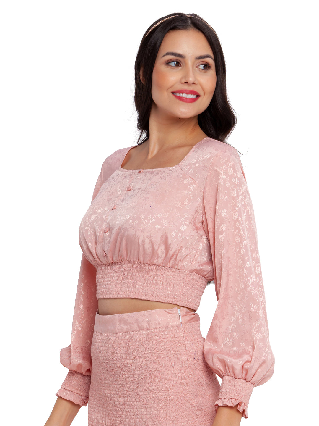 Pink Printed Puff Sleeve Top