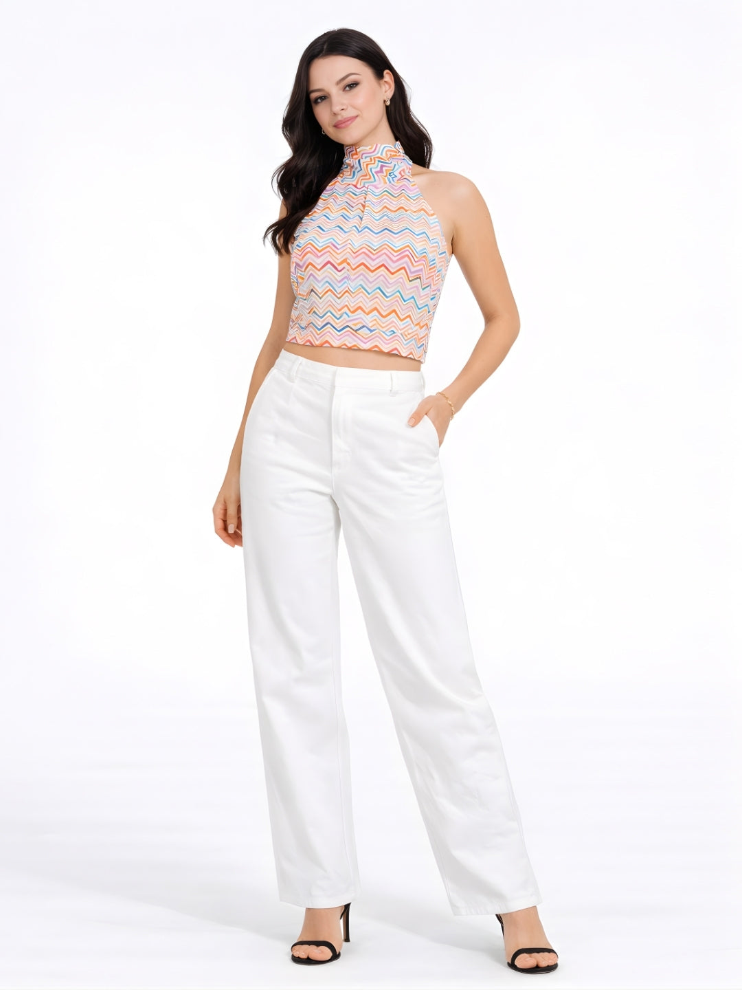 Off White Printed Top