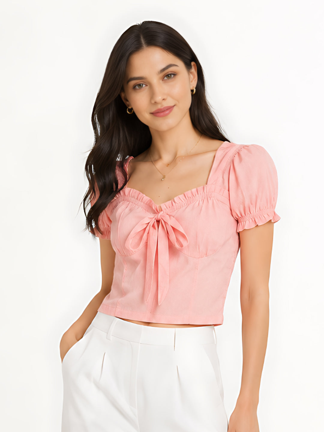 Pink Solid Bodycon Top