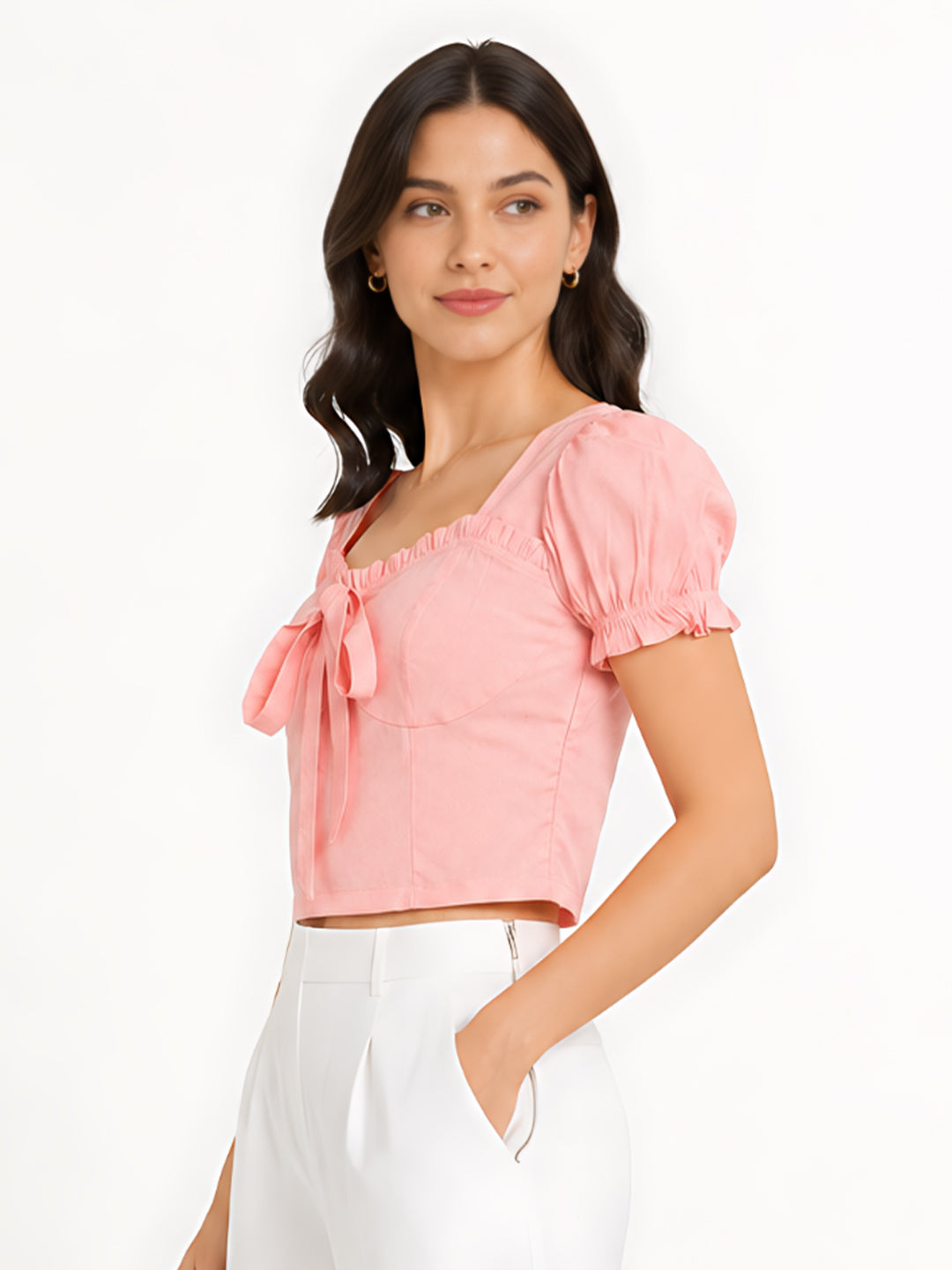 Pink Solid Bodycon Top