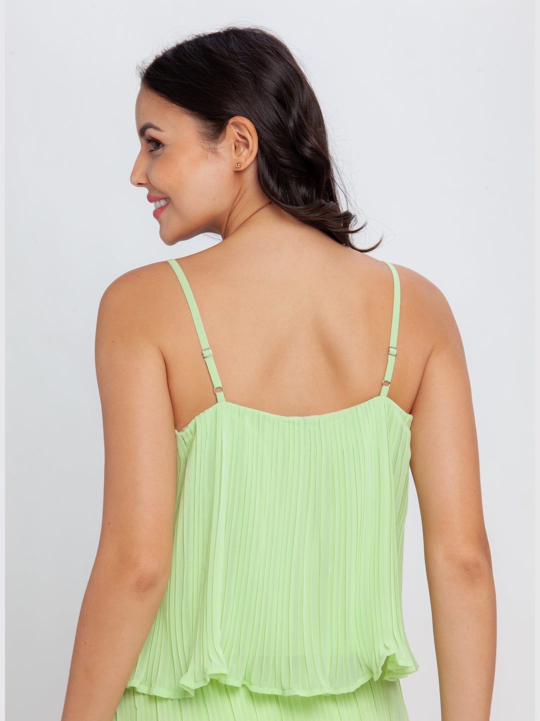 Green Solid Strappy Top