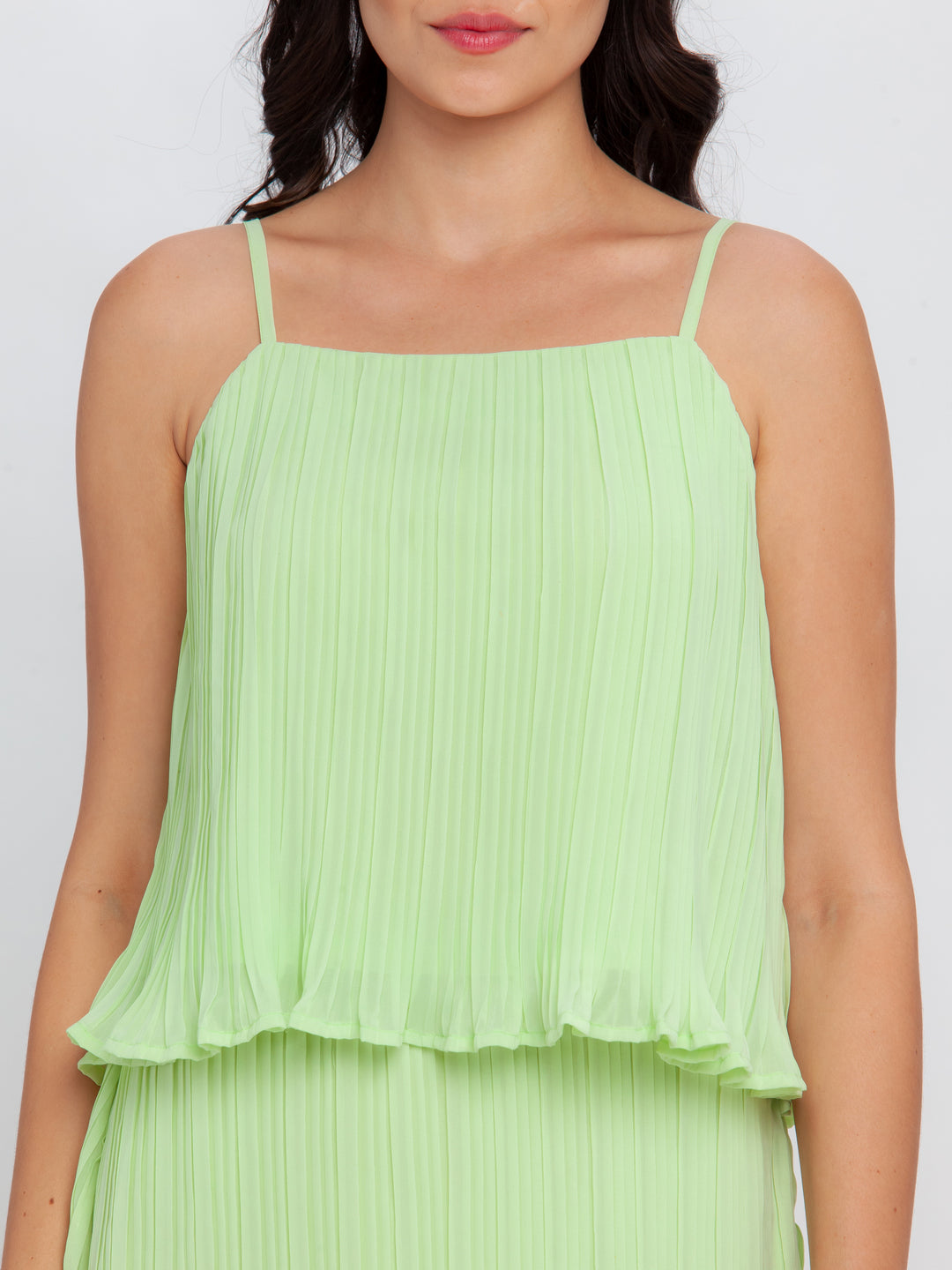 Green Solid Strappy Top