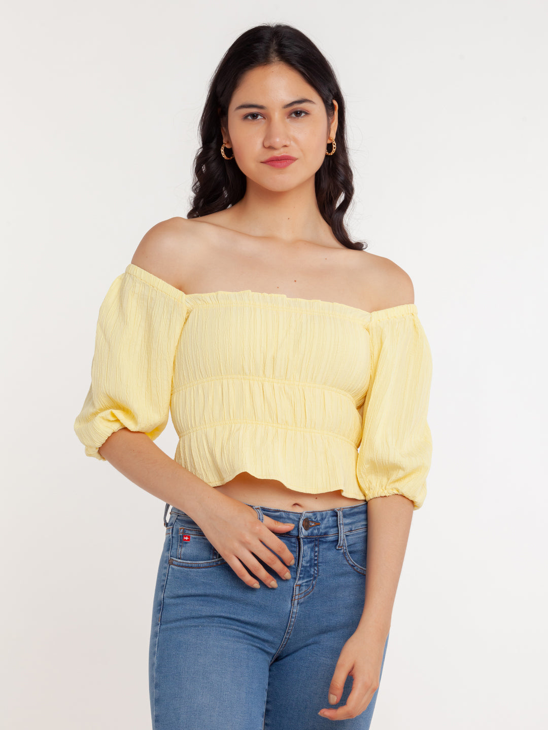 Yellow Solid Elasticated Top