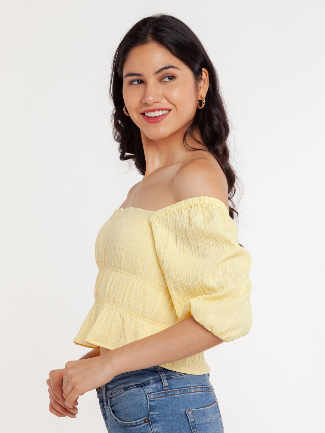 Yellow Solid Elasticated Top