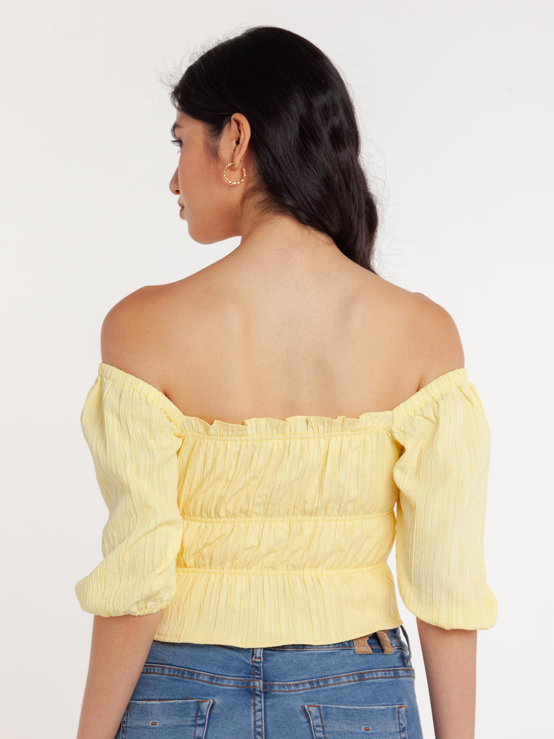 Yellow Solid Elasticated Top