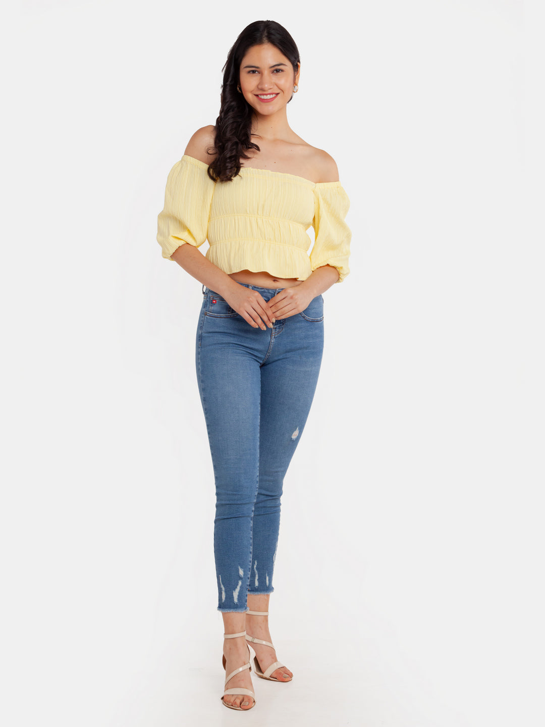 Yellow Solid Elasticated Top