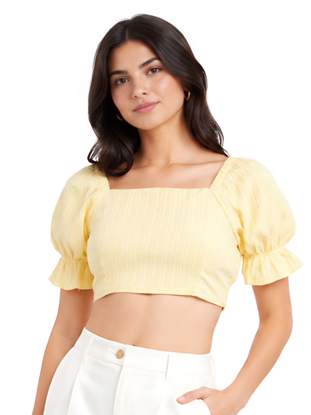 Yellow Solid Crop Top