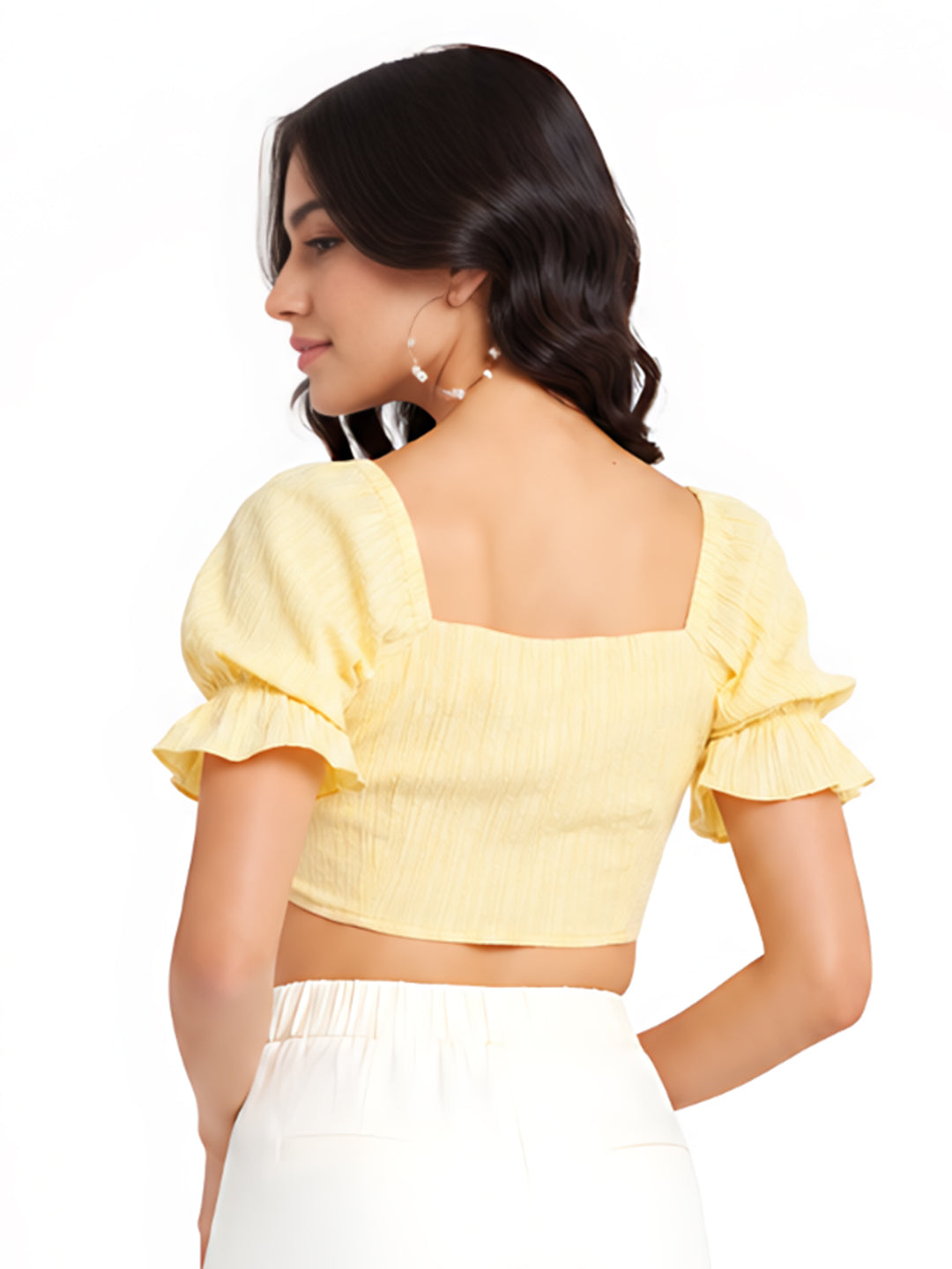 Yellow Solid Crop Top