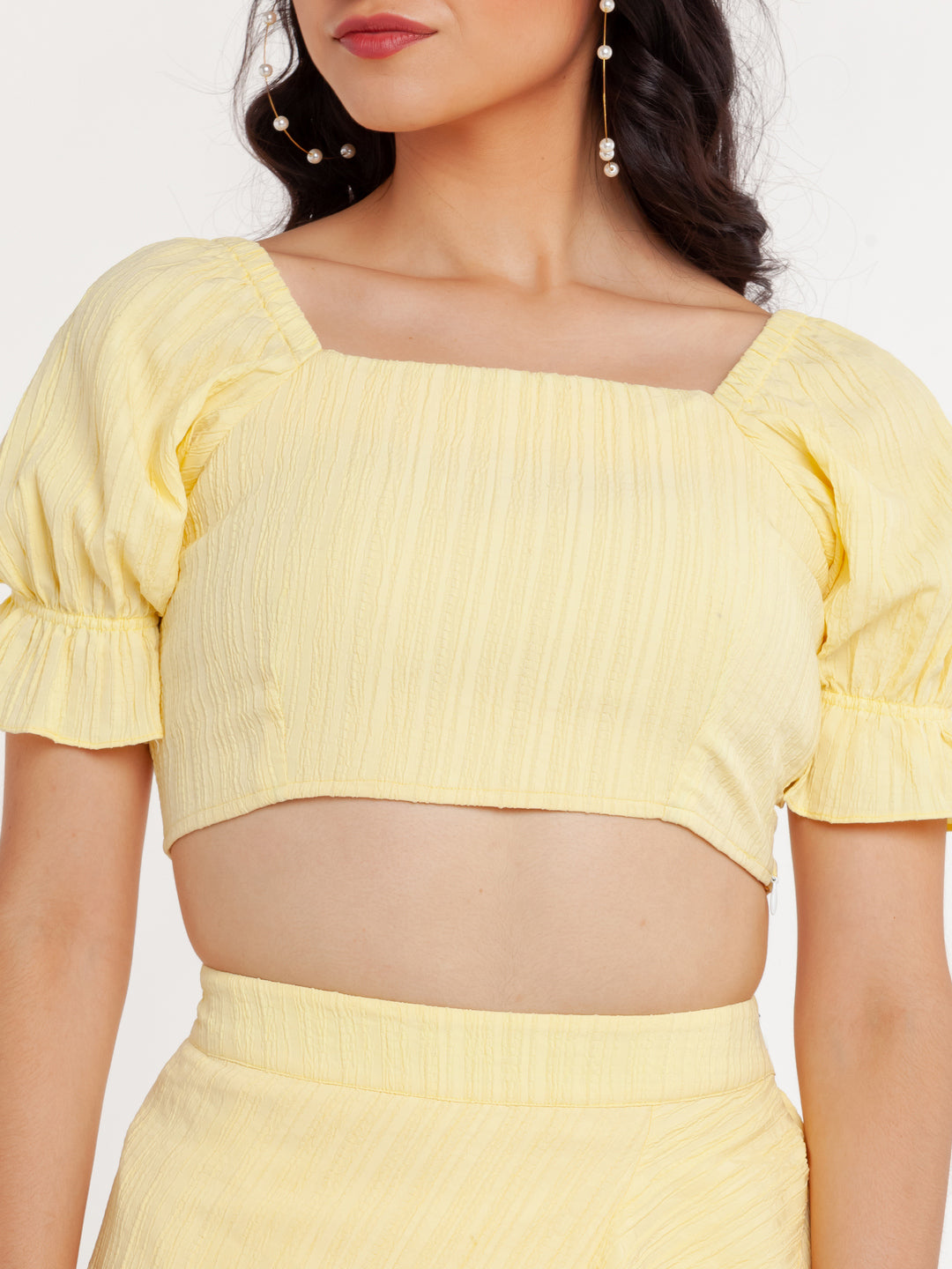 Yellow Solid Crop Top