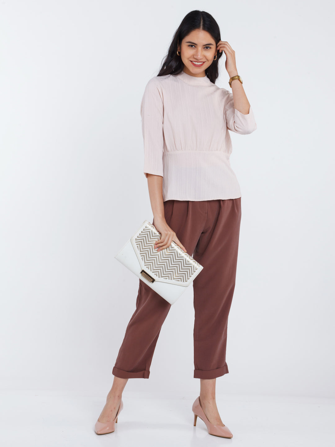 Pink Solid Straight Top