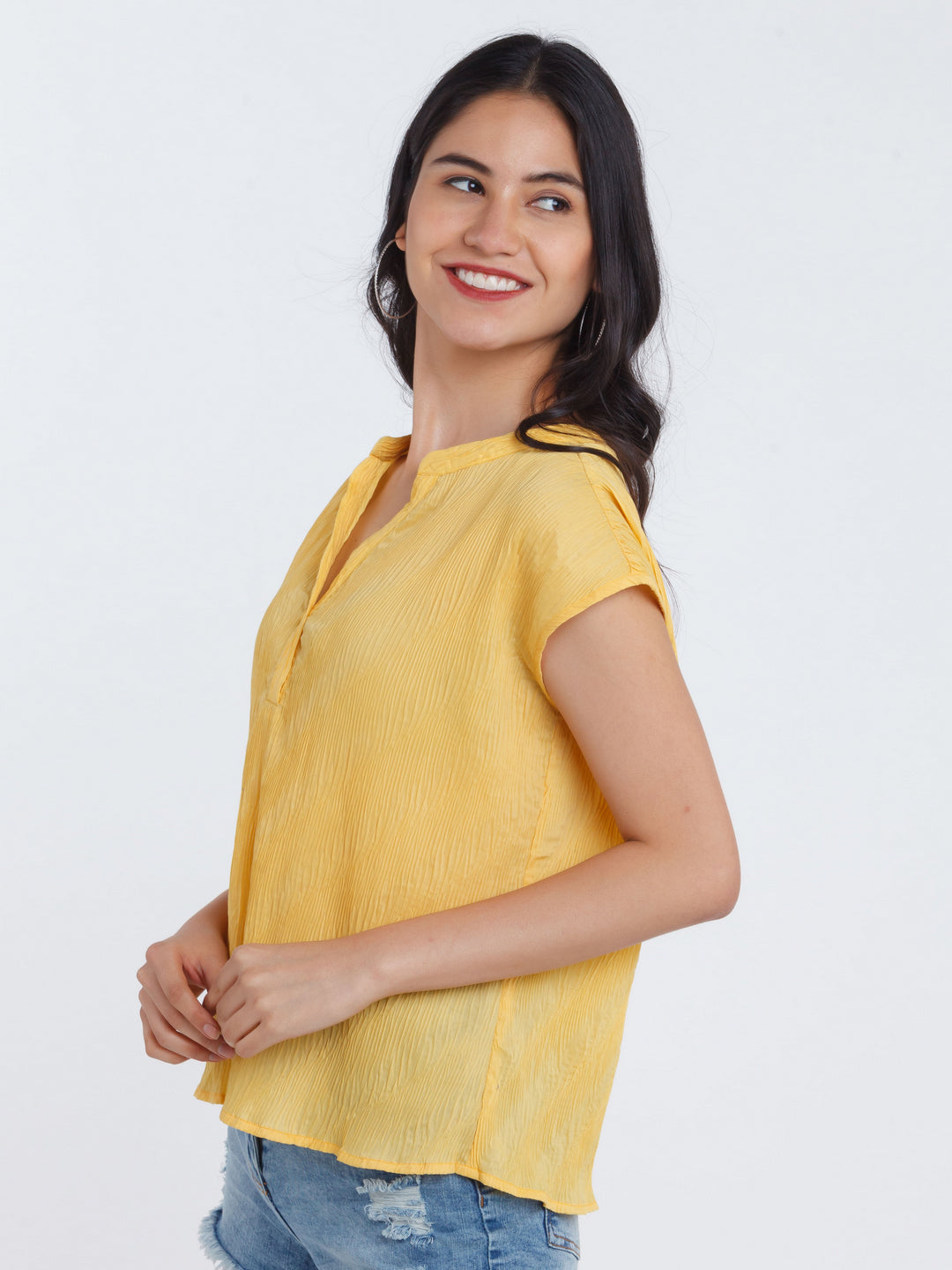 Yellow Solid Straight Top