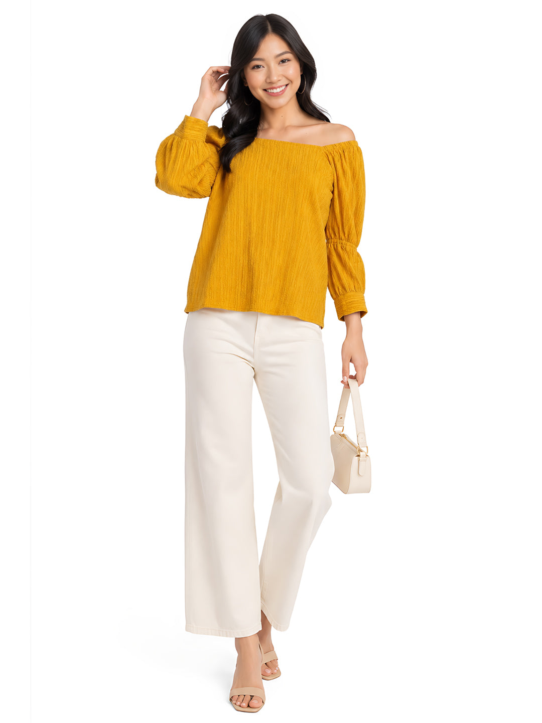 Mustard Solid Tiered Top