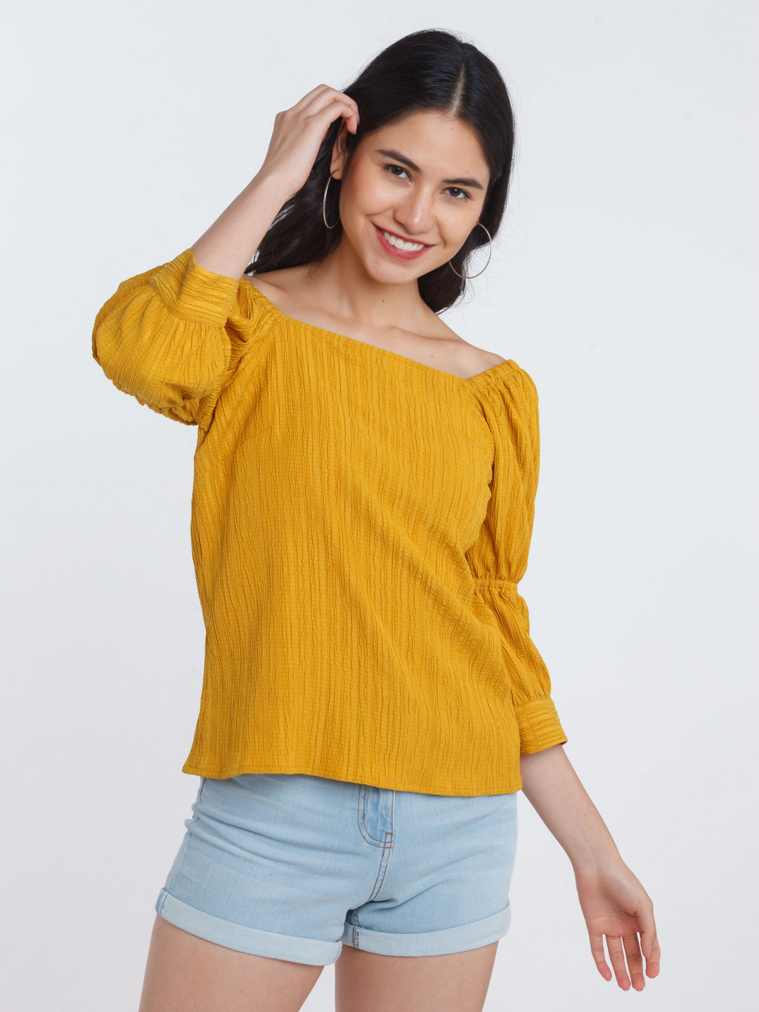 Mustard Solid Tiered Top