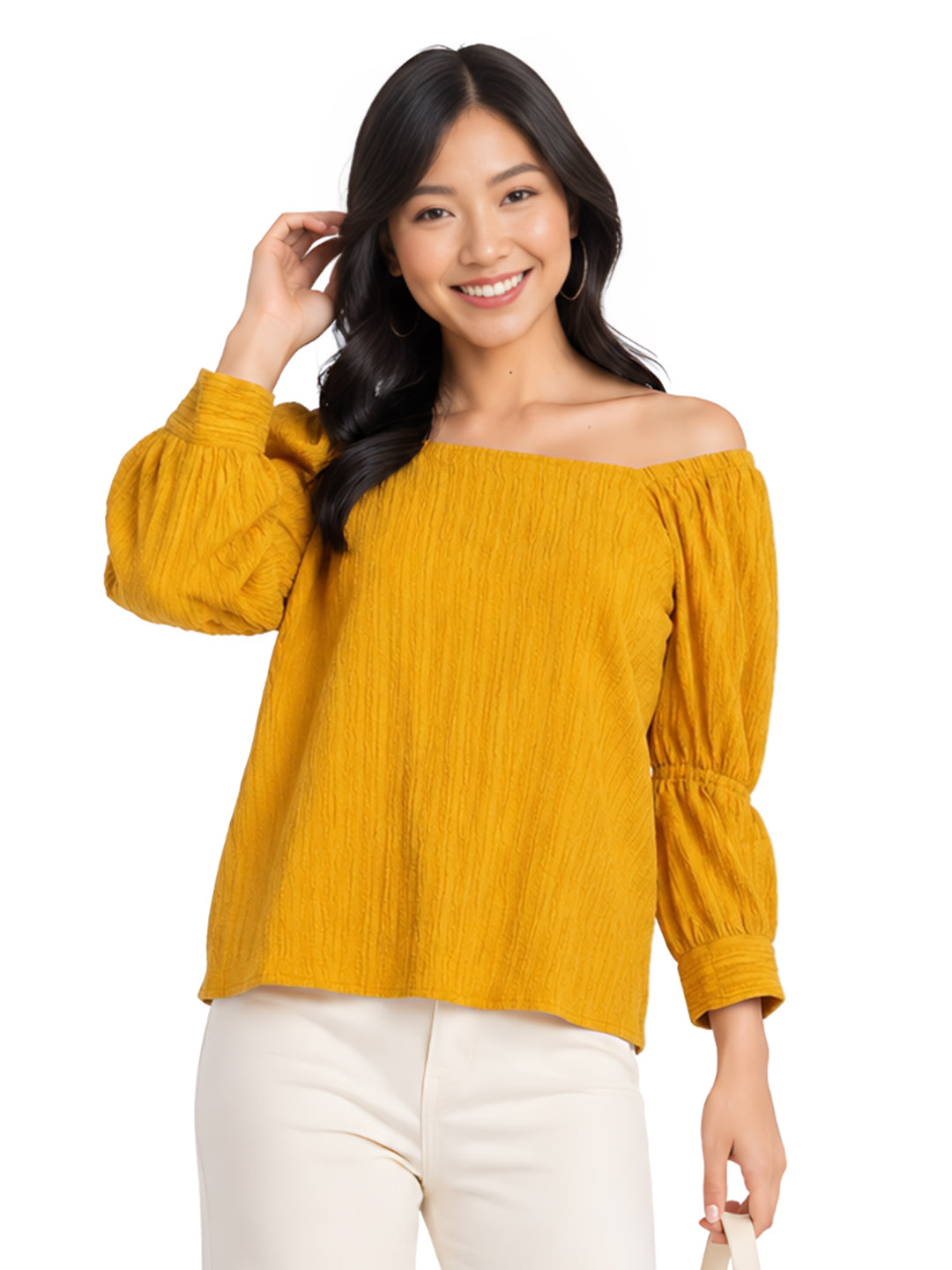 Mustard Solid Tiered Top