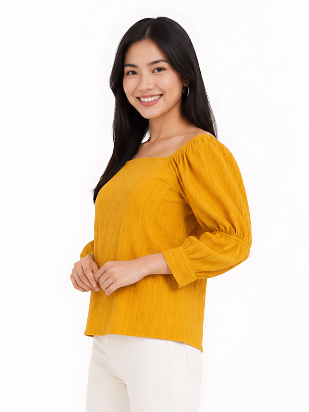 Mustard Solid Tiered Top